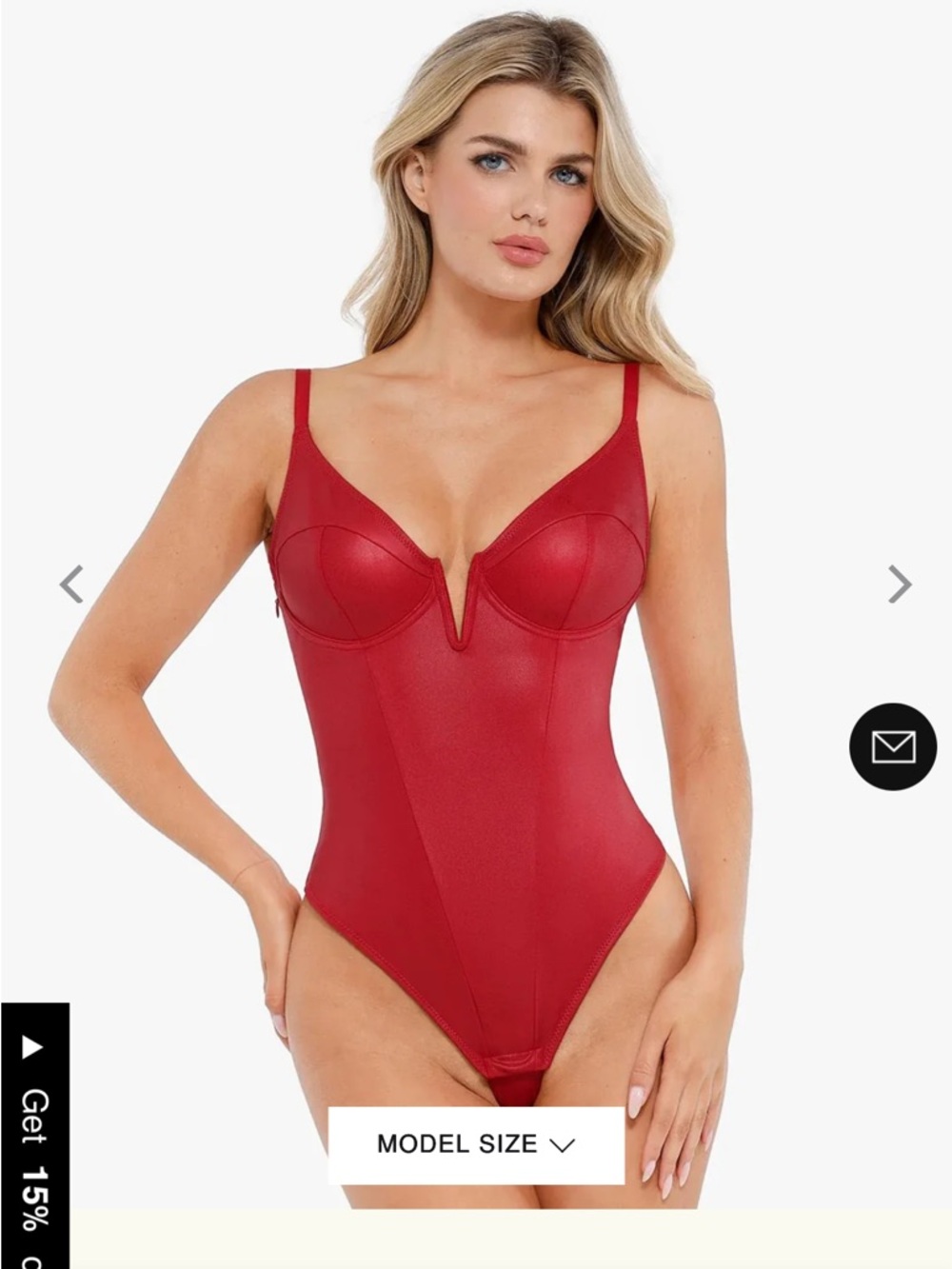 Popilush Red V-Neck Bodysuit